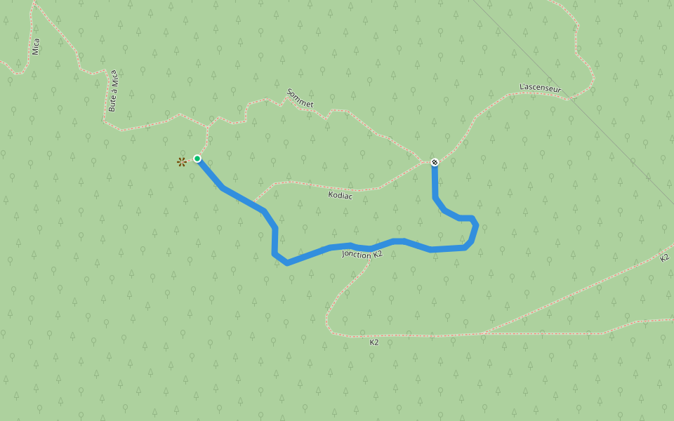Jonction K2 walking route map in Sainte-Adèle
