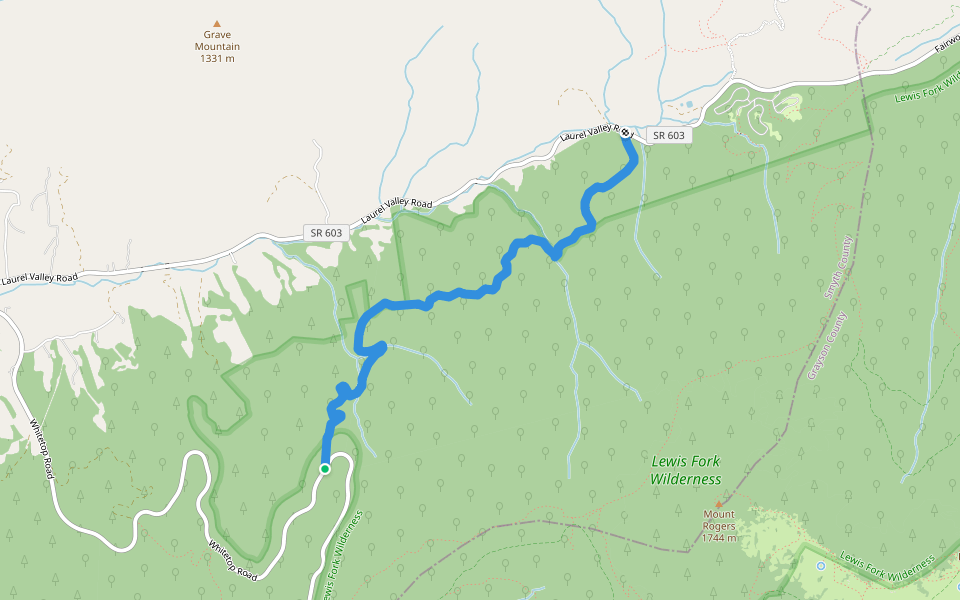 Grassy Branch Trail walking route map in Troutdale