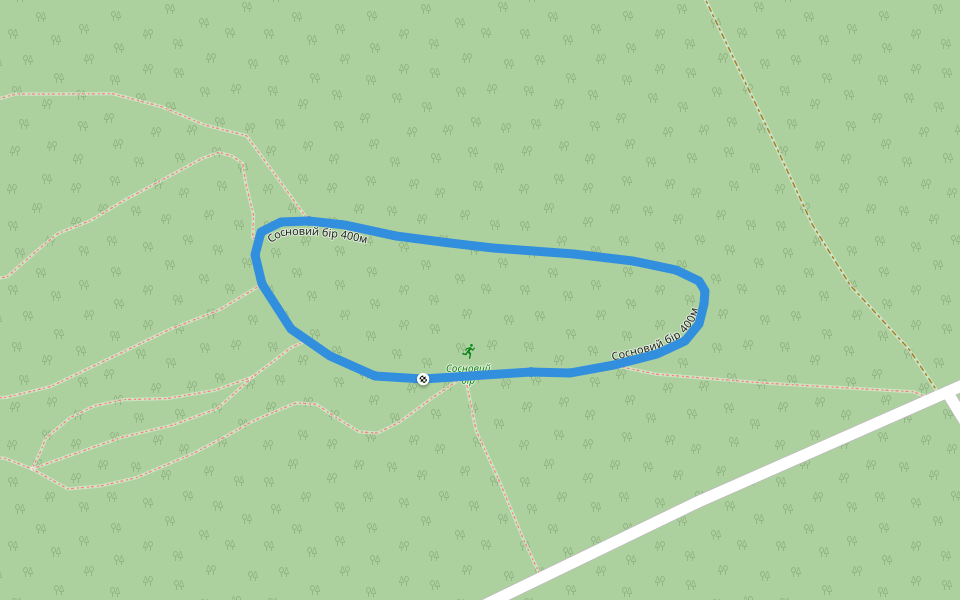 Сосновий бір 400м walking route map in Lebedyn