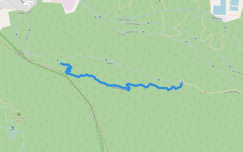 Jabba-Wookie walking route map in Dinner Plain