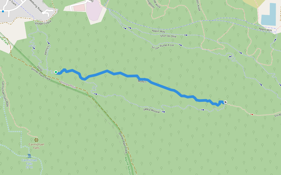 Moby's walking route map in Dinner Plain