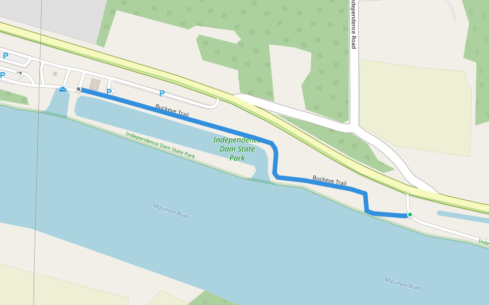 Buckeye Trail walking route map in Defiance