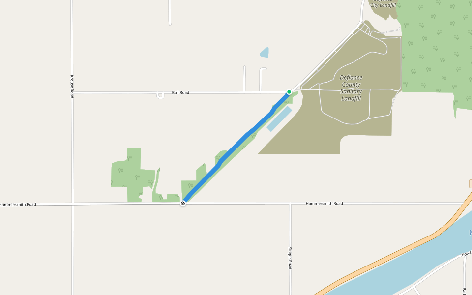 Buckeye Trail walking route map in Defiance