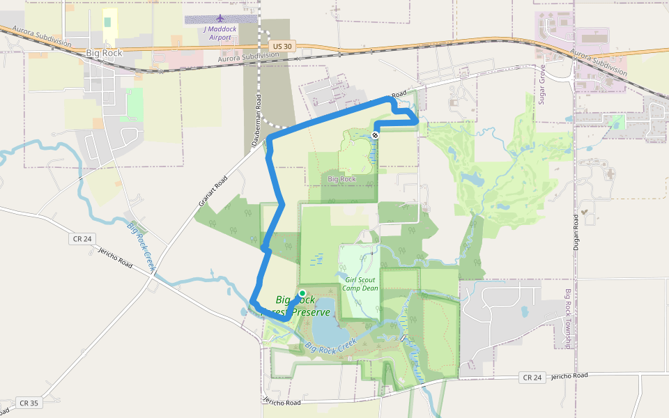 Northwestern Lot Line Trail walking route map in Big Rock