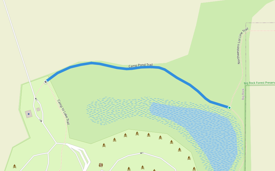 Camp Pond Trail walking route map in Big Rock