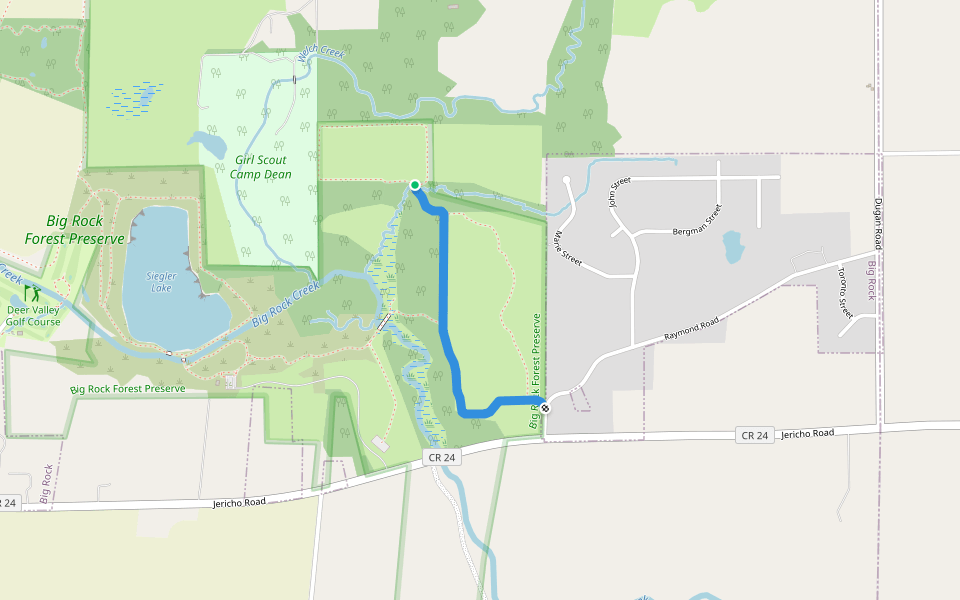 Prairie-Woodland Trail walking route map in Big Rock