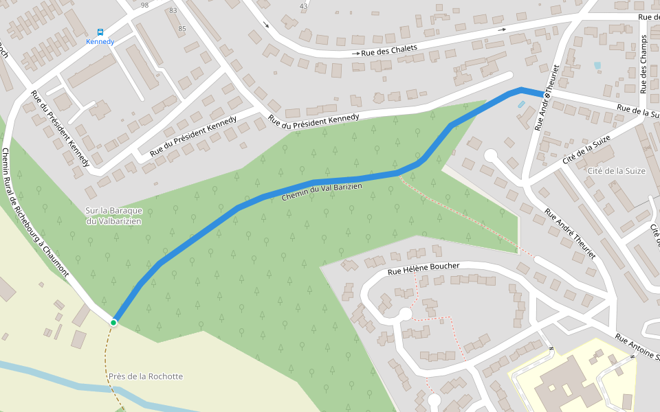 Chemin du Val Barizien walking route map in Chaumont