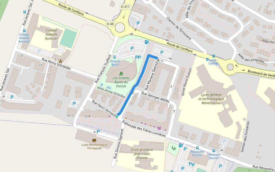 Sente Jacqueline Danno walking route map in Herblay-sur-Seine