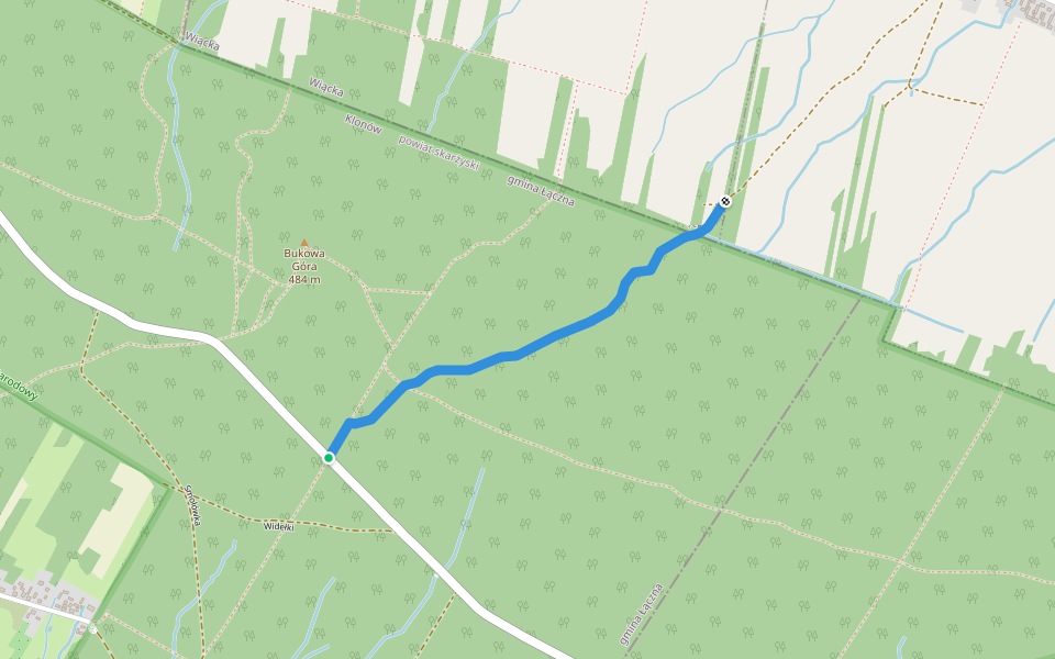 Kościelna Droga walking route map in Klonów