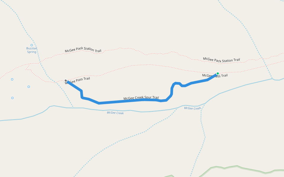 McGee Creek Spur Trail walking route map in Mammoth Lakes