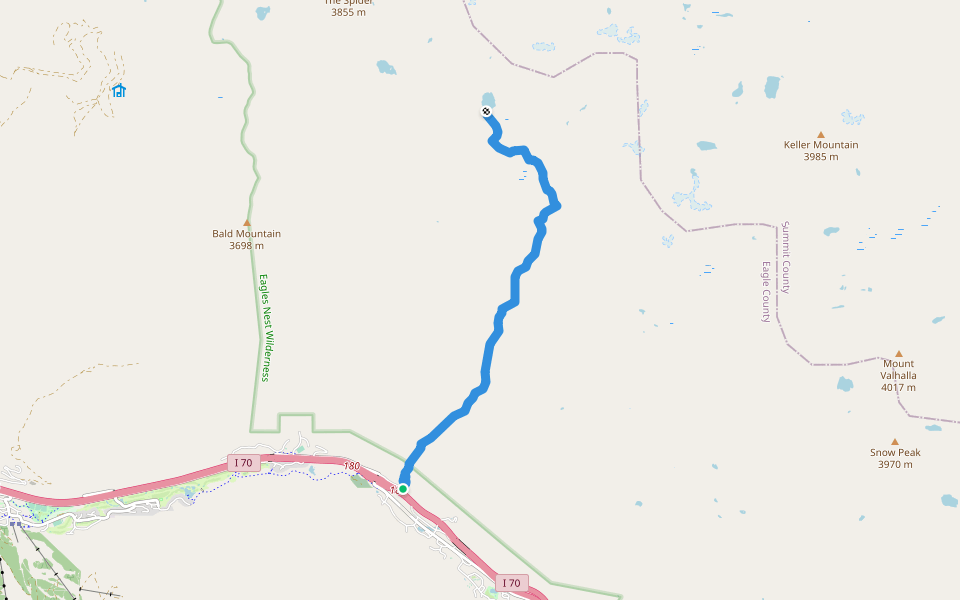 Pitkin Lake Trail walking route map in Vail