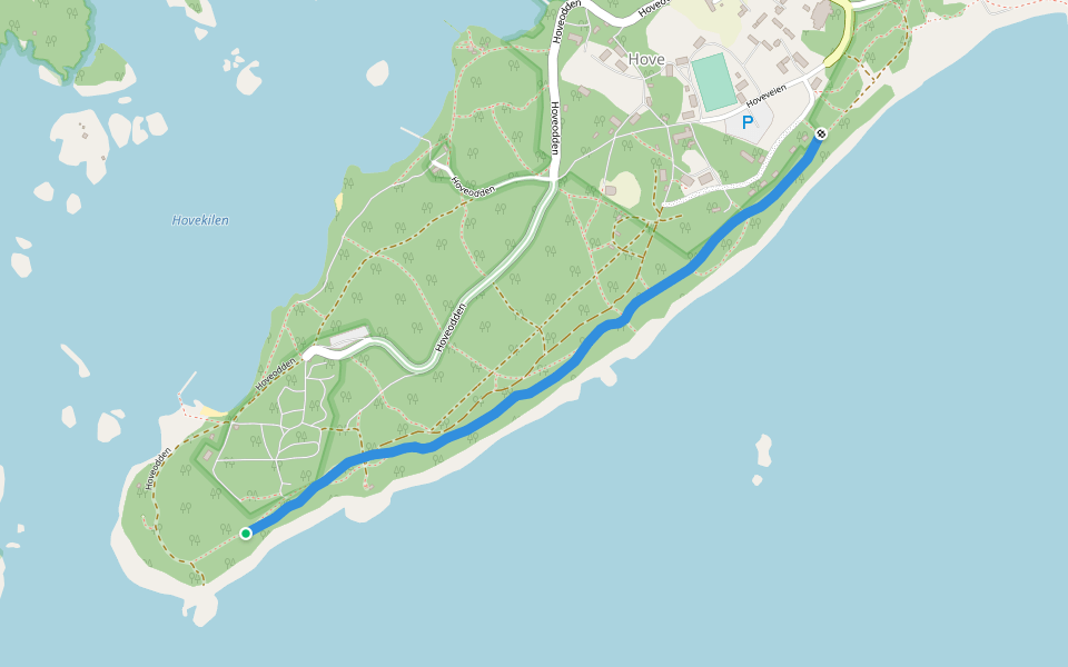 Folkestien Hove walking route map in Revesand