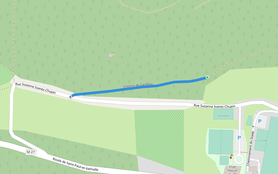 Chemin du Castelas walking route map in Murviel-lès-Montpellier