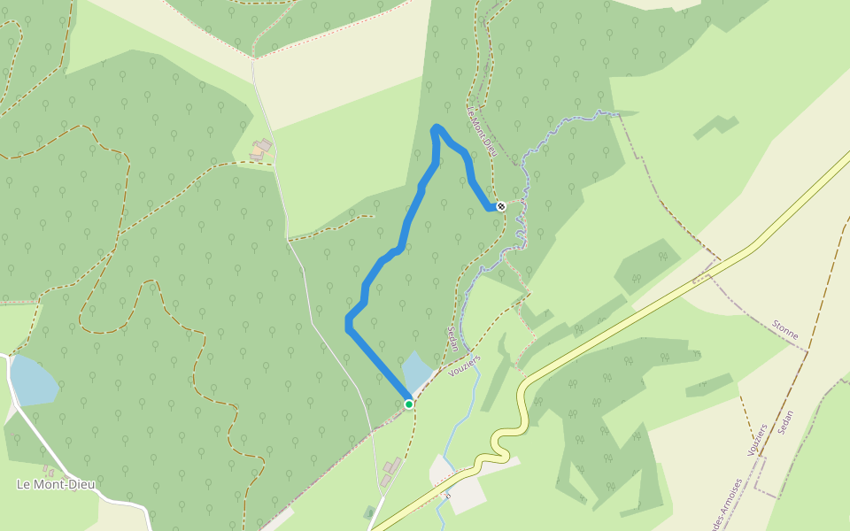Sentier des Cretes walking route map in Les Grandes-Armoises