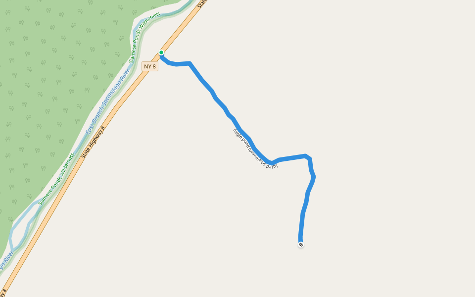 Eagle pond (unmarked path) walking route map in Johnsburg
