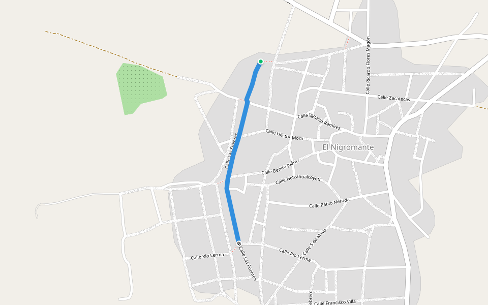 Calle Las Fuentes walking route map in El Nigromante