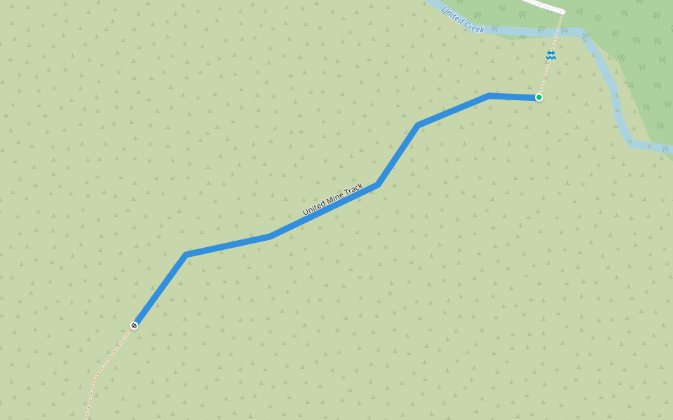 United Mine Track walking route map in Aniseed Valley
