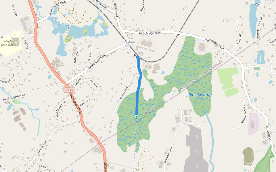 Newtown Rail Trail walking route map in Monroe