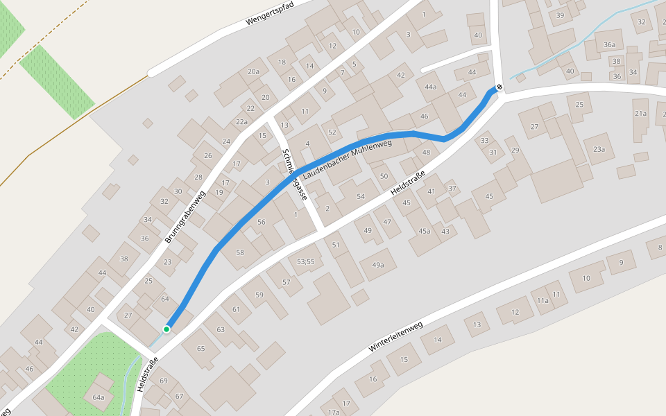 Laudenbacher Mühlenweg walking route map in Karlstadt