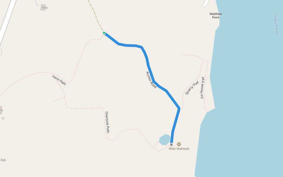 Access Road walking route map in Hannacroix