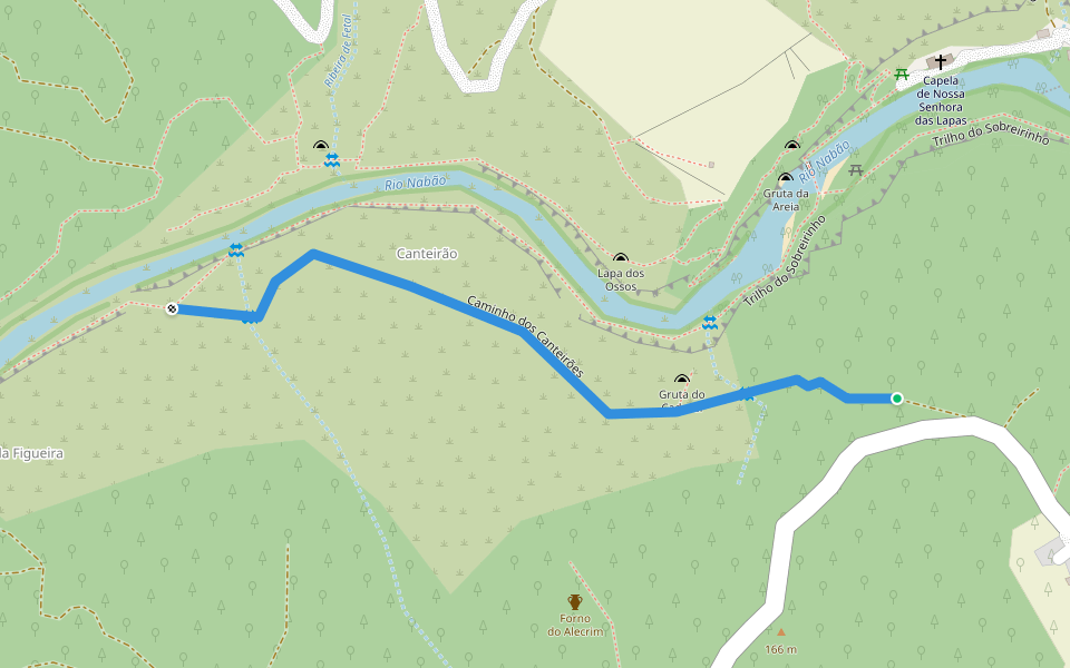 Caminho dos Canteirões walking route map in Pedreira