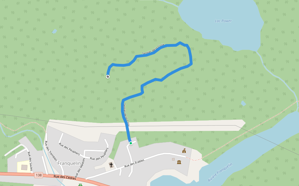 Sentier de la Croix walking route map in Franquelin
