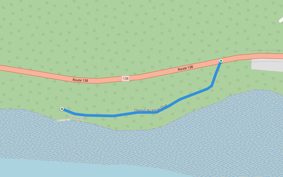 Chemin du Vieux-Quai walking route map in Franquelin