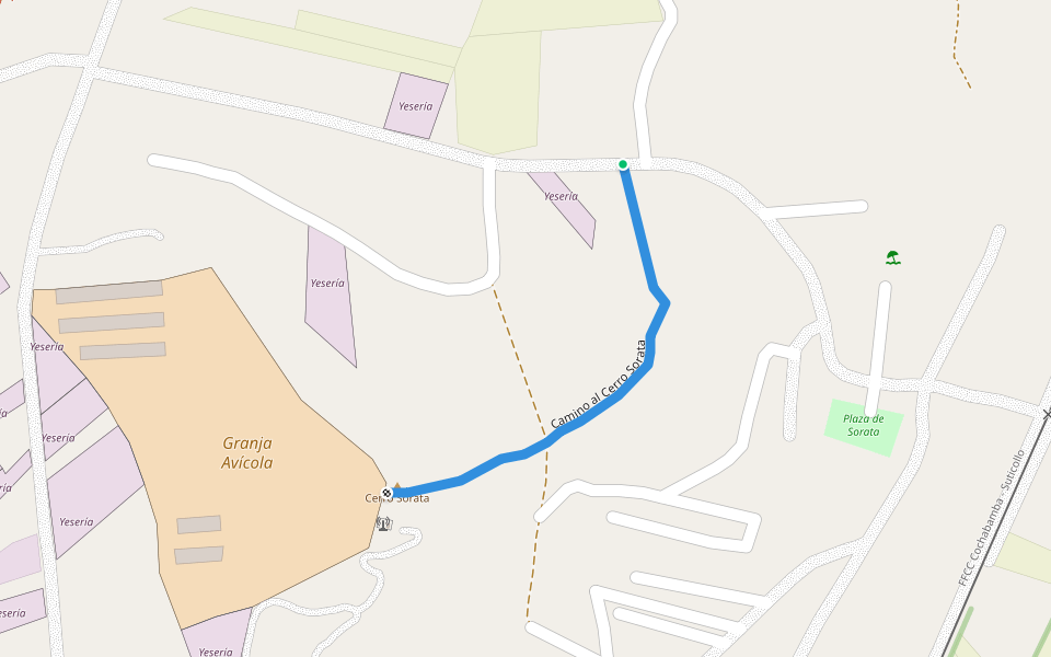 Camino al Cerro Sorata walking route map in Sipe Sipe