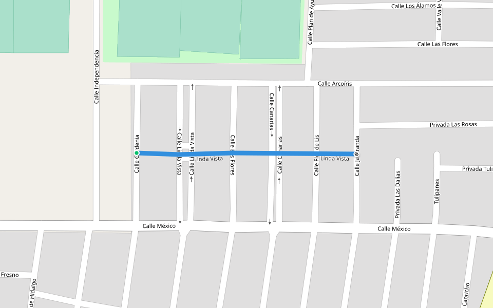 Linda Vista walking route map in Durango