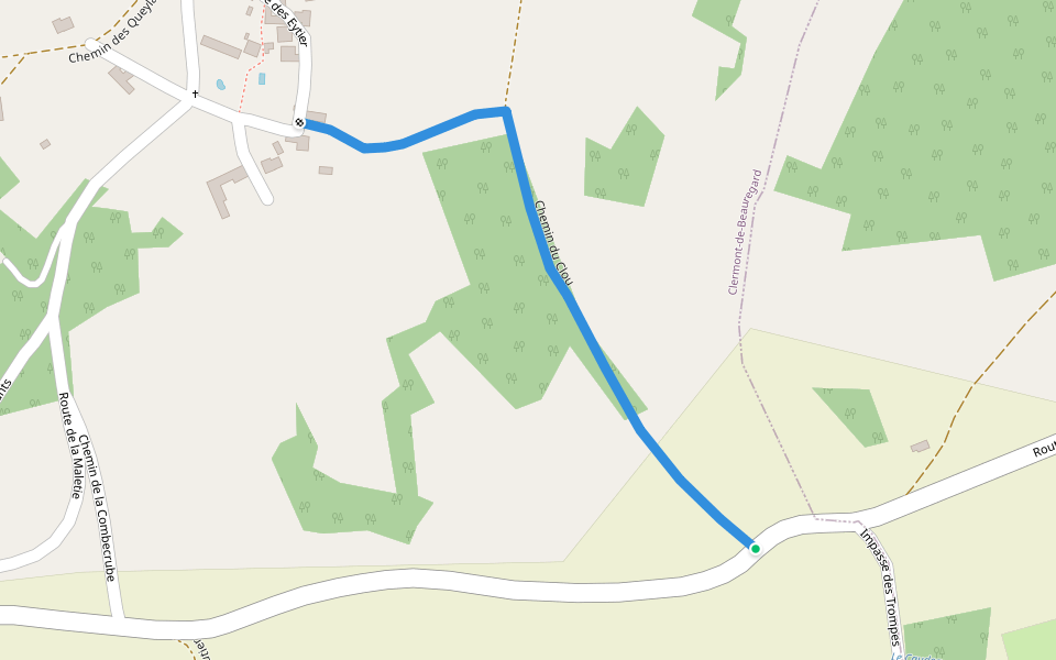 Chemin du Clou walking route map in Clermont-de-Beauregard