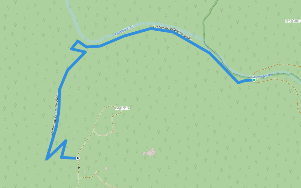 sentier du prieré de cézas walking route map in Sumène