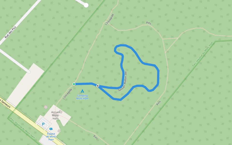 Sentier Waban-Aki walking route map in Ham-Sud