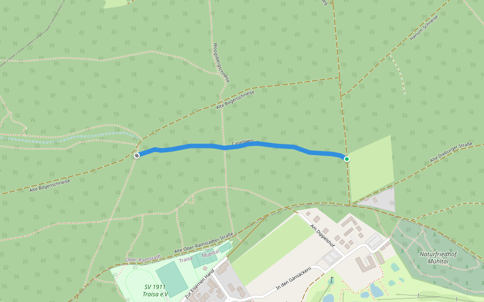 Capellweg walking route map in Mühltal