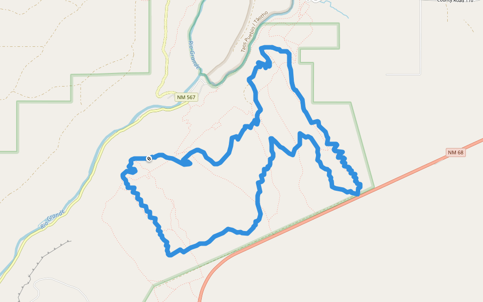 Rift Valley Trail walking route map in Taos