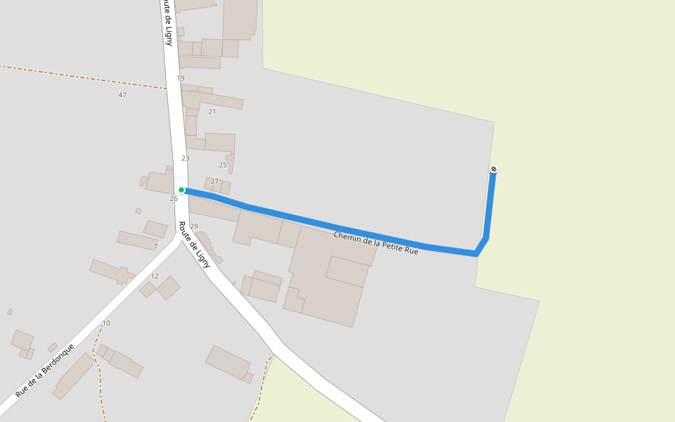 Chemin de la Petite Rue walking route map in Vergigny