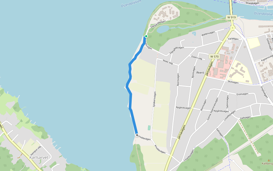 Stigen längs Siljan walking route map in Leksand