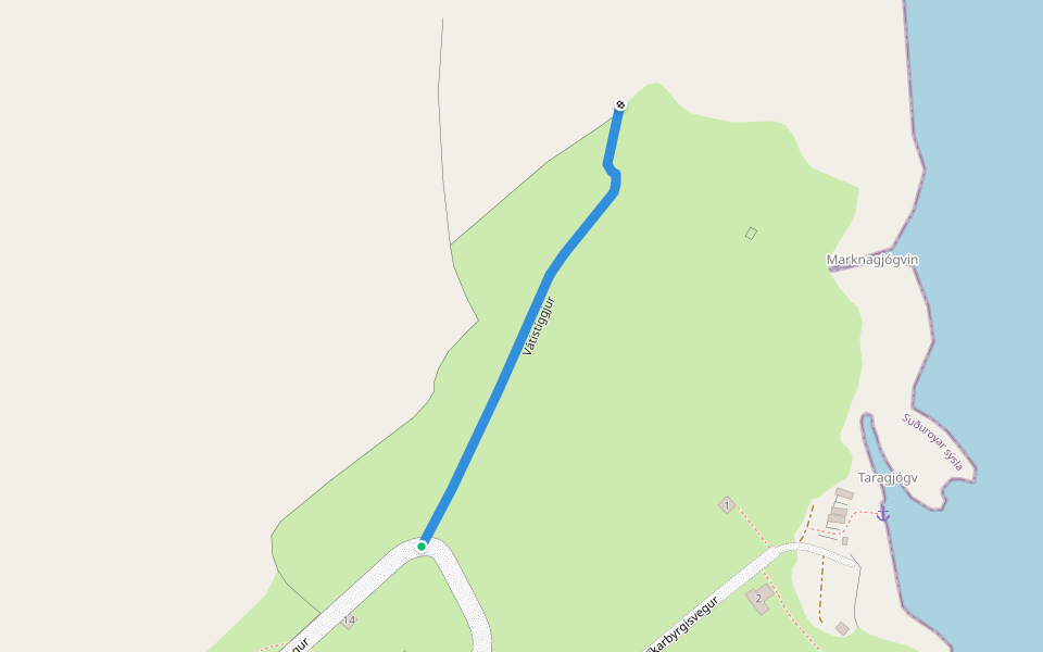 Vátistíggjur walking route map in Víkarbyrgi