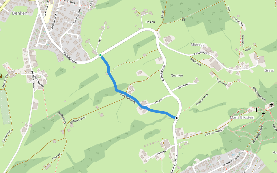 Buechbergweg walking route map in Benken