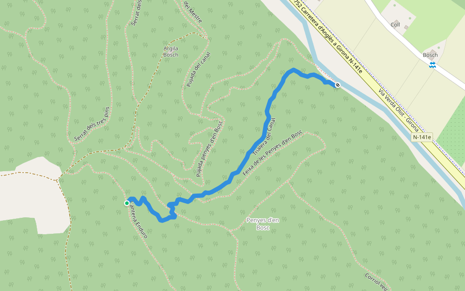 Trialera del Canal walking route map in Bescanó