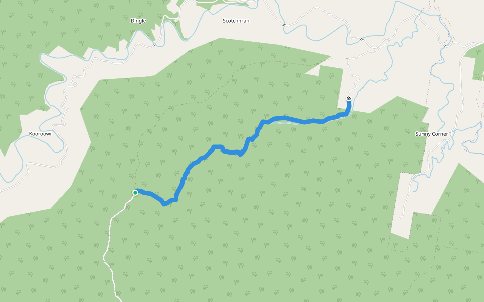 Reids Creek Road walking route map in Kalang