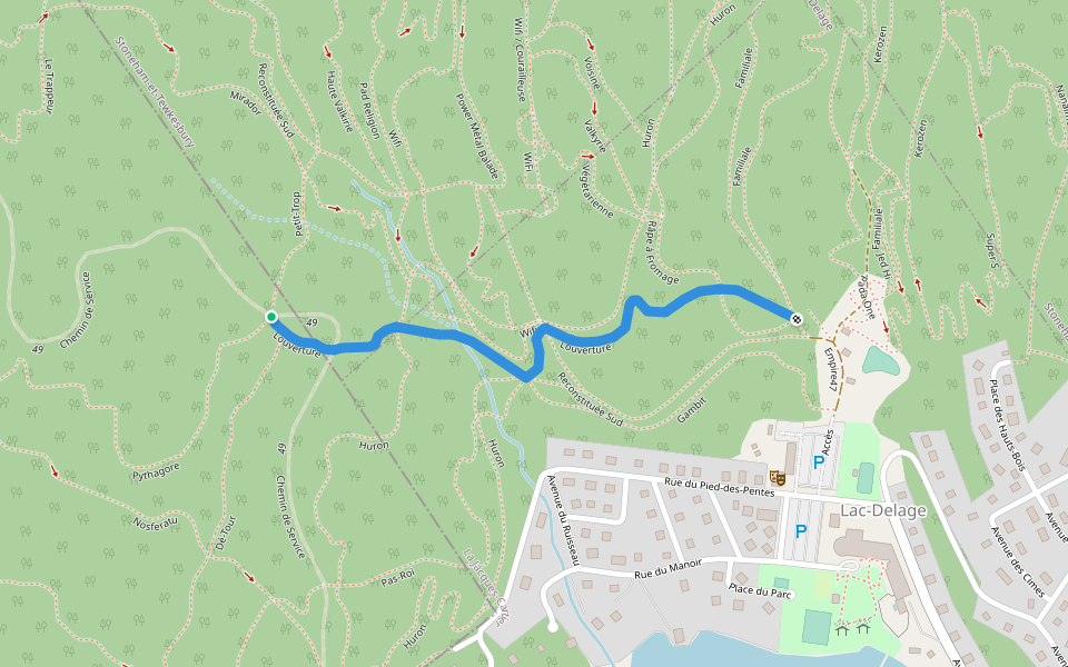 Louverture walking route map in Lac-Delage