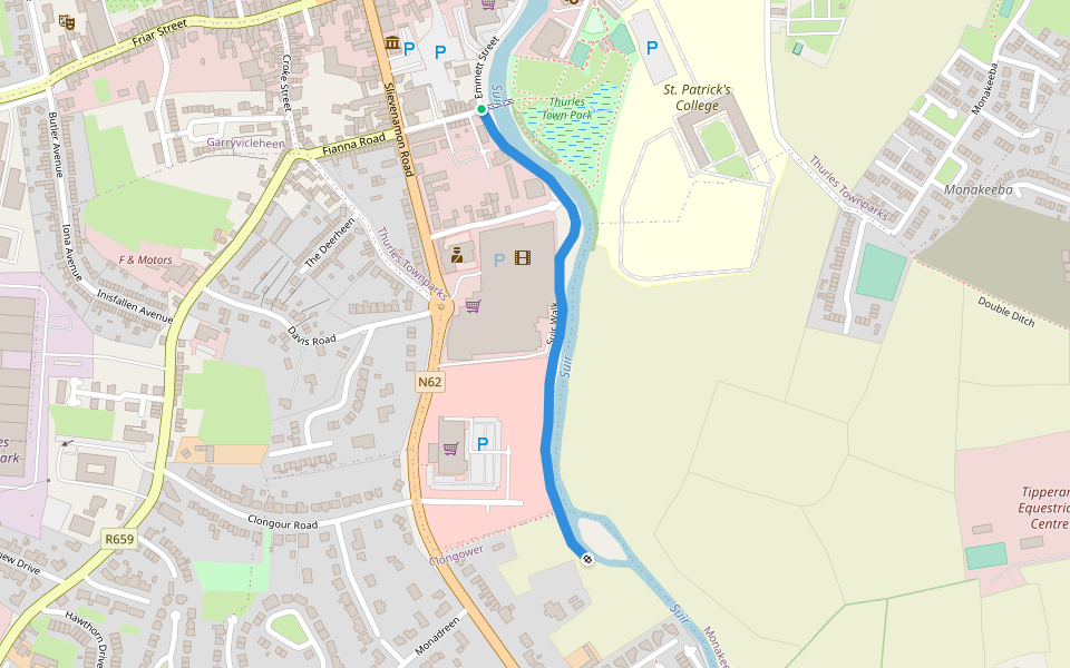 Suir Walk walking route map in Thurles