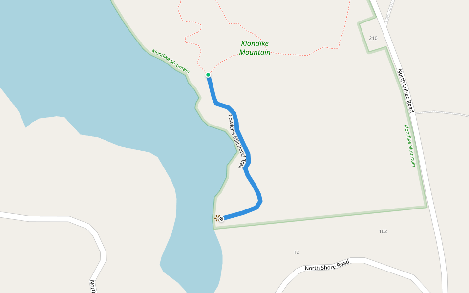 Fowler's Mill Pond Trail walking route map in Lubec
