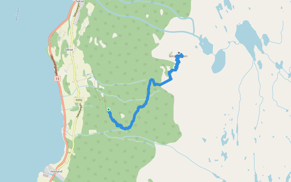 Til Seksehovden walking route map in Sekse