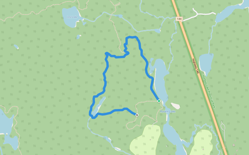 Echo Pond Trail walking route map in Shining Tree
