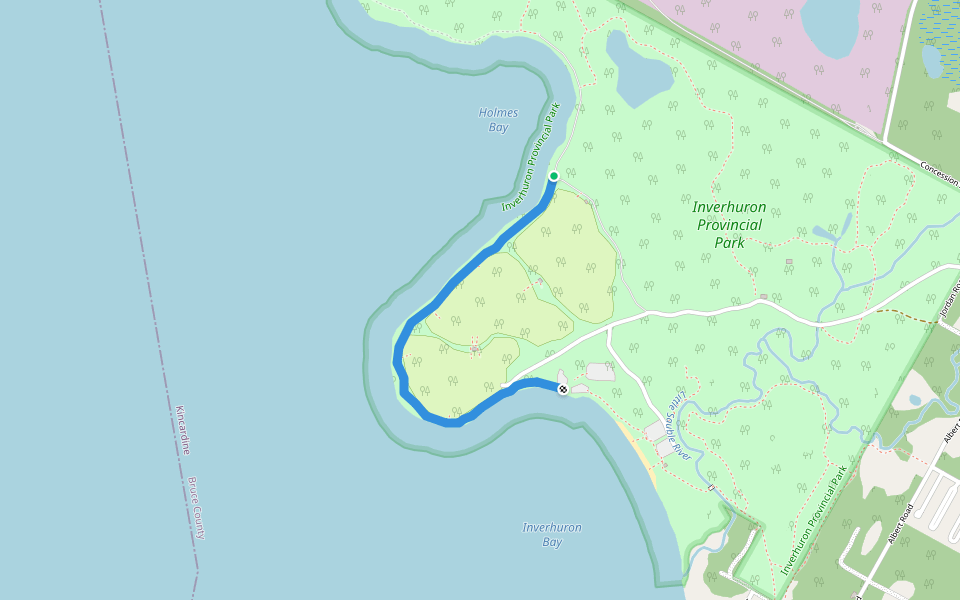 Holmse Bay Trail walking route map in Tiverton