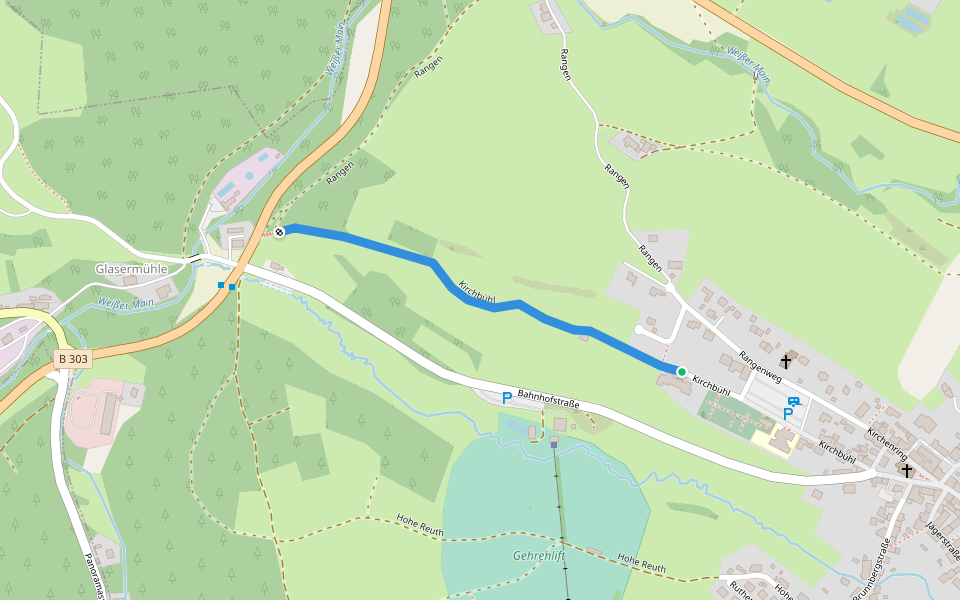 Kirchbühl walking route map in Bischofsgrün