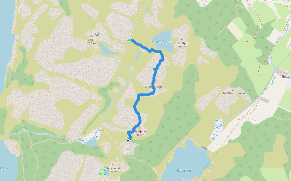 Sørafjellet walking route map in Riska