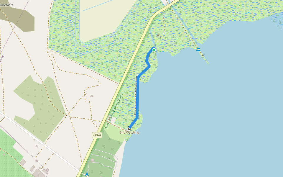 Pučna staza Ptice Vranskog jezera walking route map in Pakoštane