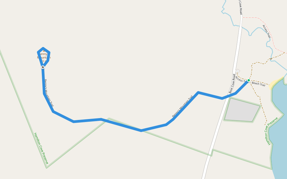 Benny's Mountain Trail walking route map in Lubec